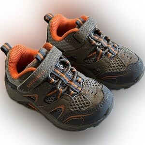 EUC Merrell Trail Chaser Hiking Shoes Toddler Baby size 5 Orange/Gray